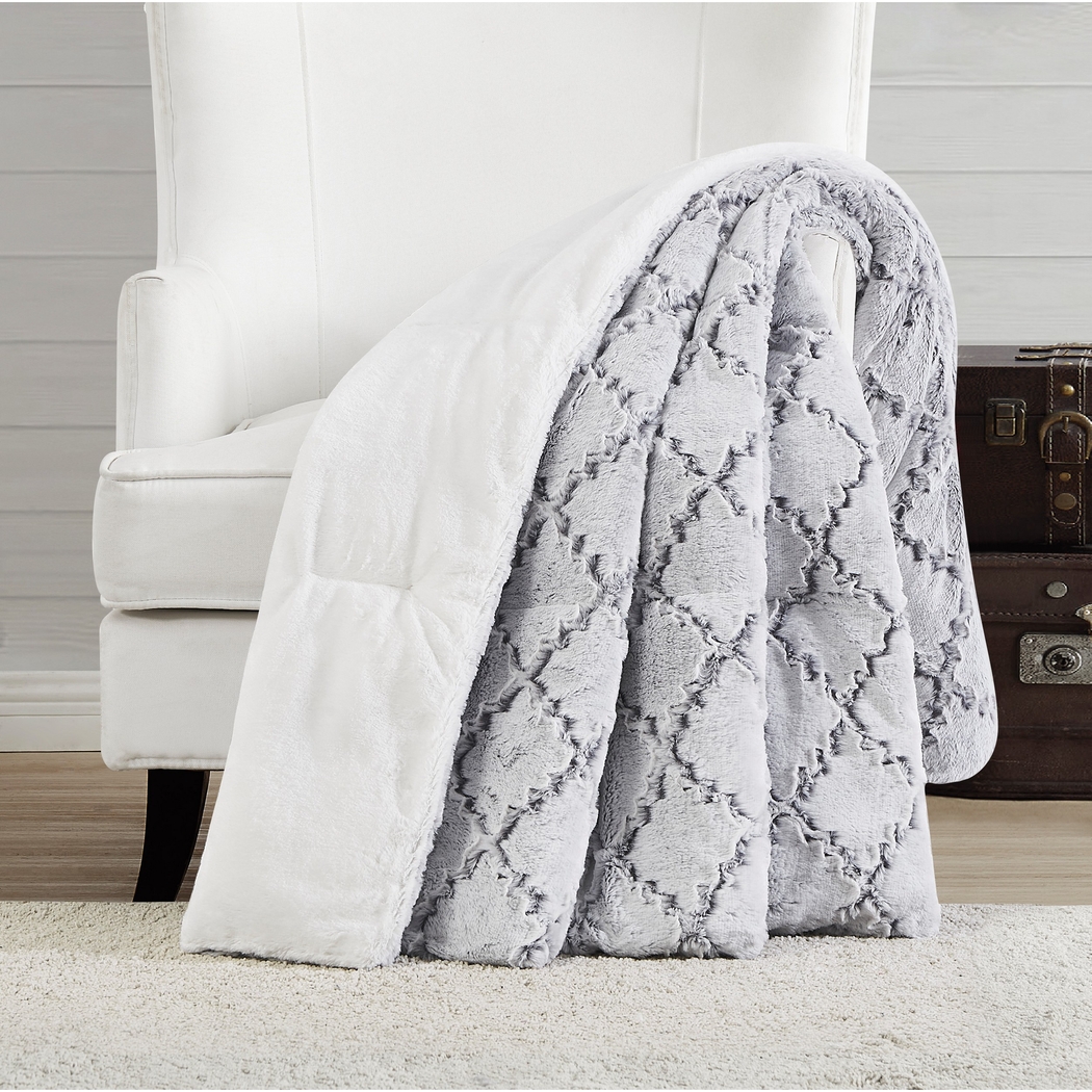 Kids Lorvo Gray Faux Fur Throw - Thumbnail - Image 2