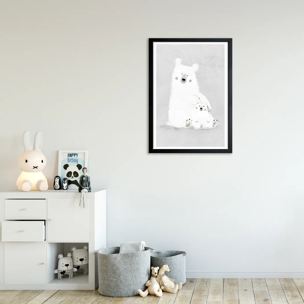 Kids Loving Bear Family Gray Wall Art - Thumbnail - Image 3