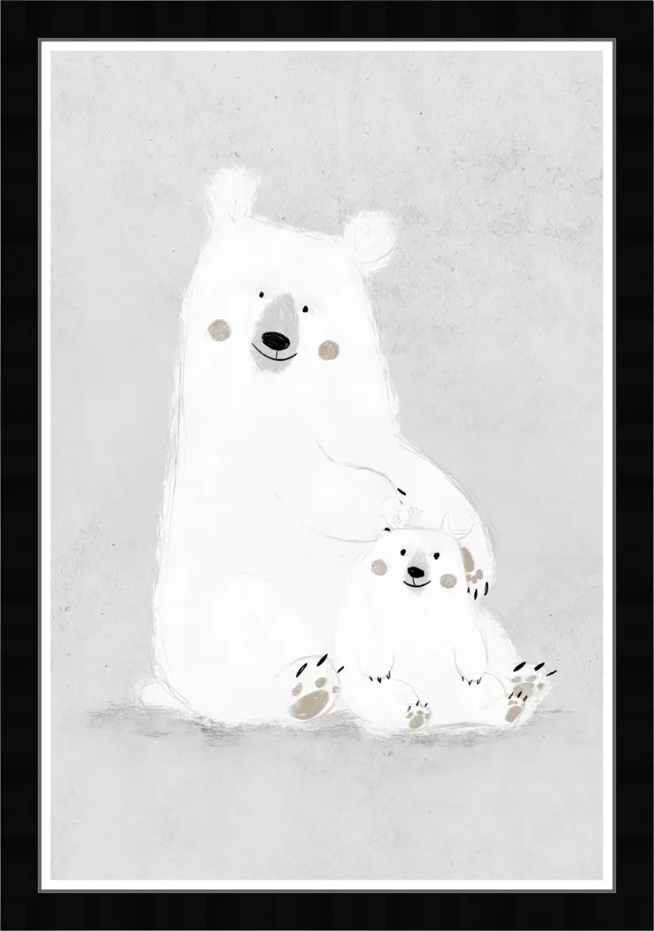 Kids Loving Bear Family Gray Wall Art - Thumbnail - Image 1