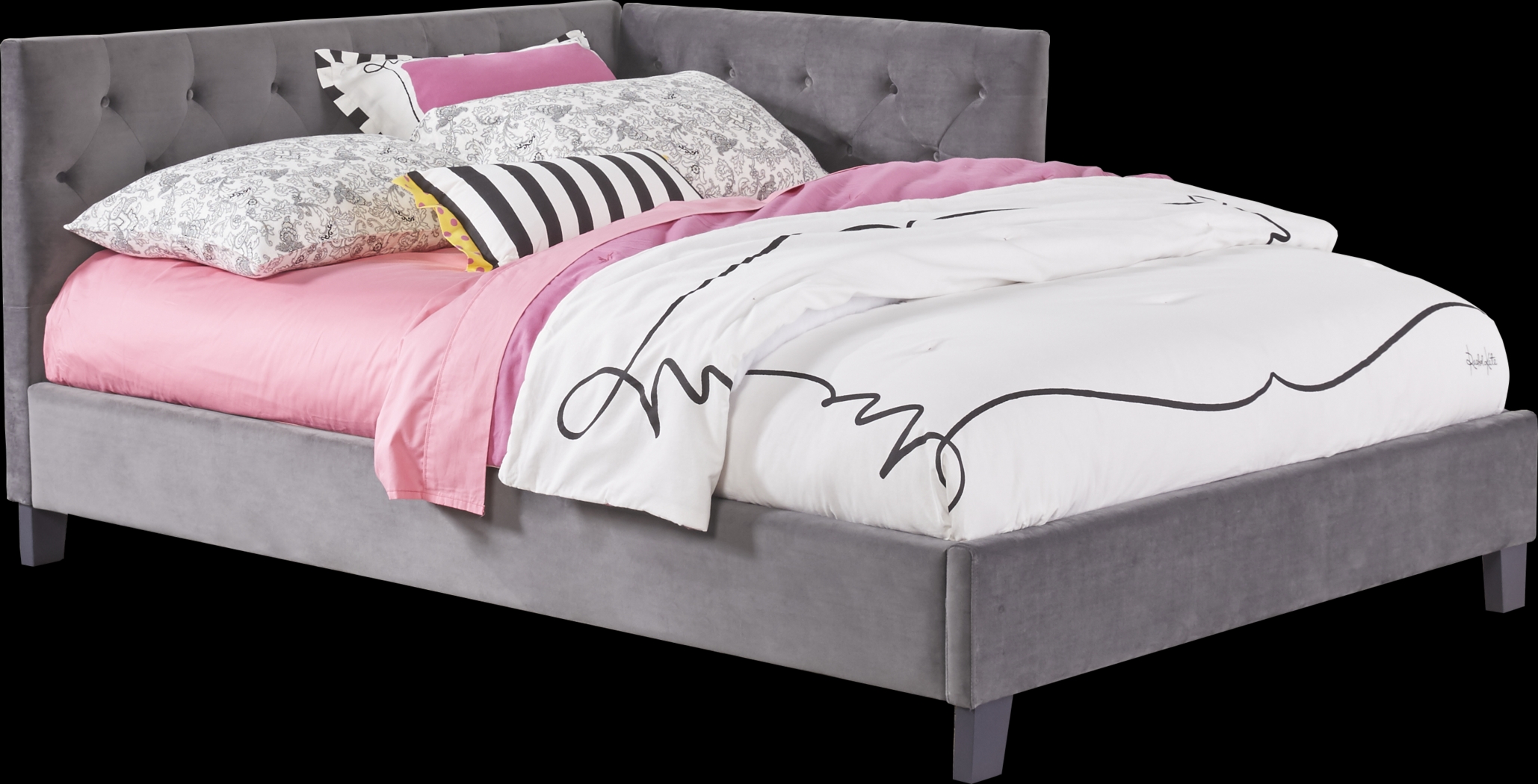 Kids Lucie Charcoal 3 Pc Full Corner Bed - Thumbnail - Image 1