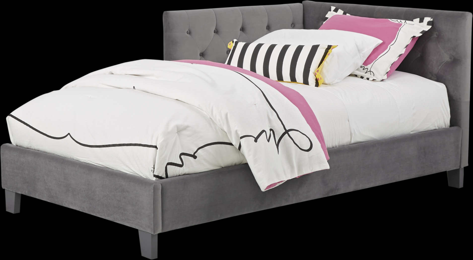 Kids Lucie Charcoal 3 Pc Twin Corner Bed - Thumbnail - Image 1
