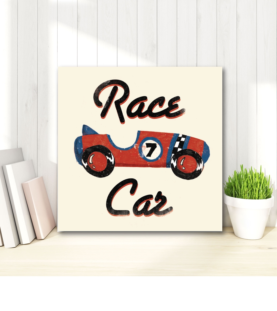 Kids Lucky Race Car Red Artwork - Thumbnail - Image 2