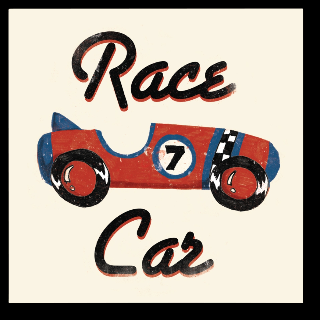 Kids Lucky Race Car Red Artwork - Thumbnail - Image 1