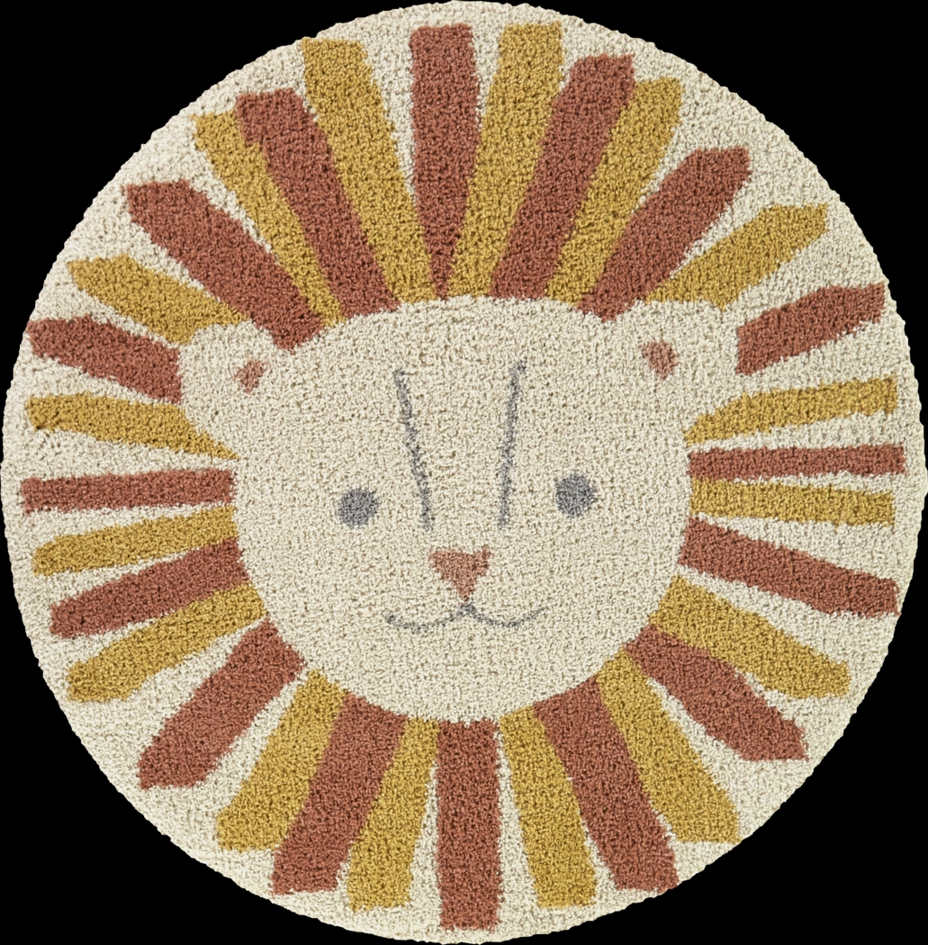 Kids Mabuni Cream 5'3 Round Rug - Thumbnail - Image 1