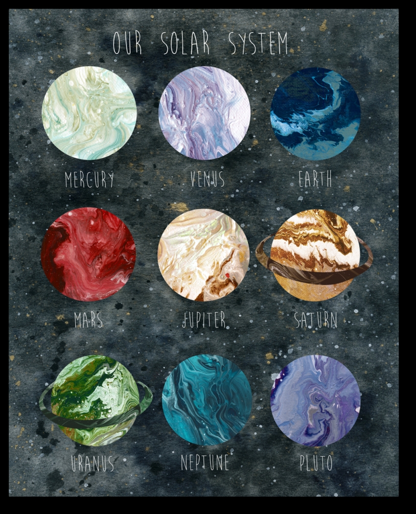 Kids Magnificent Planets Gray Artwork - Thumbnail - Image 1