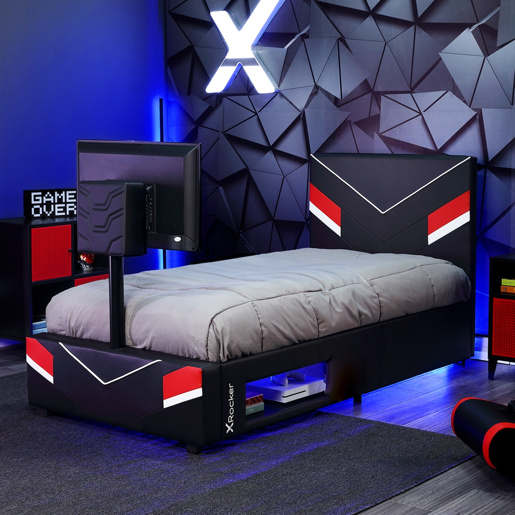 Kids Mahine II Black Twin Gaming Bed with TV Mount - Thumbnail - Image 2