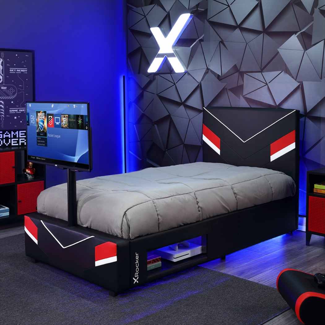 Kids Mahine II Black Twin Gaming Bed with TV Mount - Thumbnail - Image 3