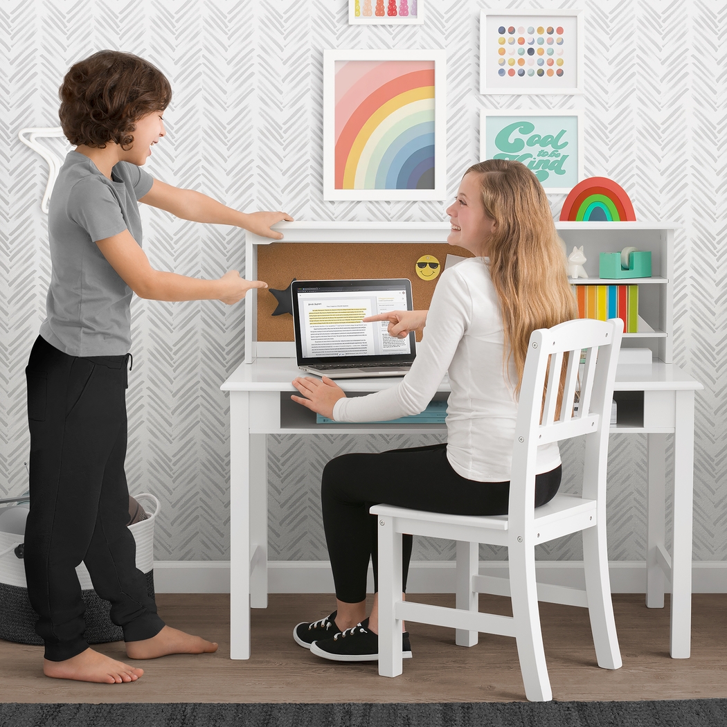 Kids Maldas White Desk and Chair Set - Thumbnail - Image 4