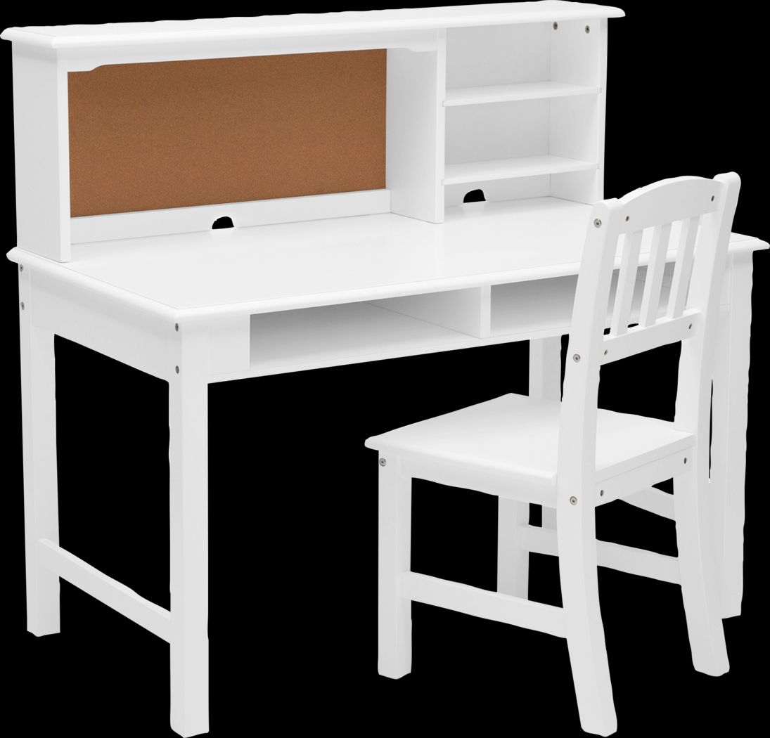 Kids Maldas White Desk and Chair Set - Thumbnail - Image 1