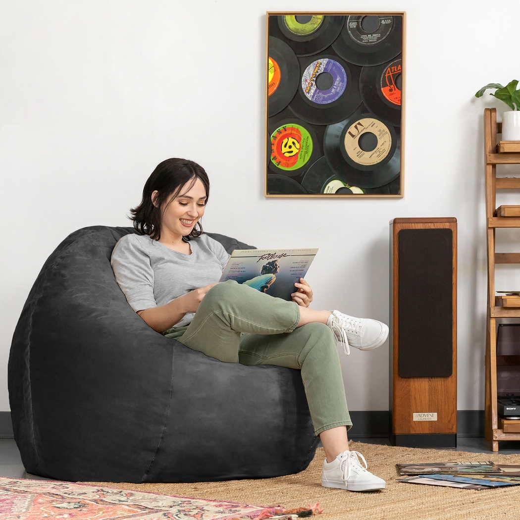 Kids Marshmellow Black Bean Bag Chair - Thumbnail - Image 6