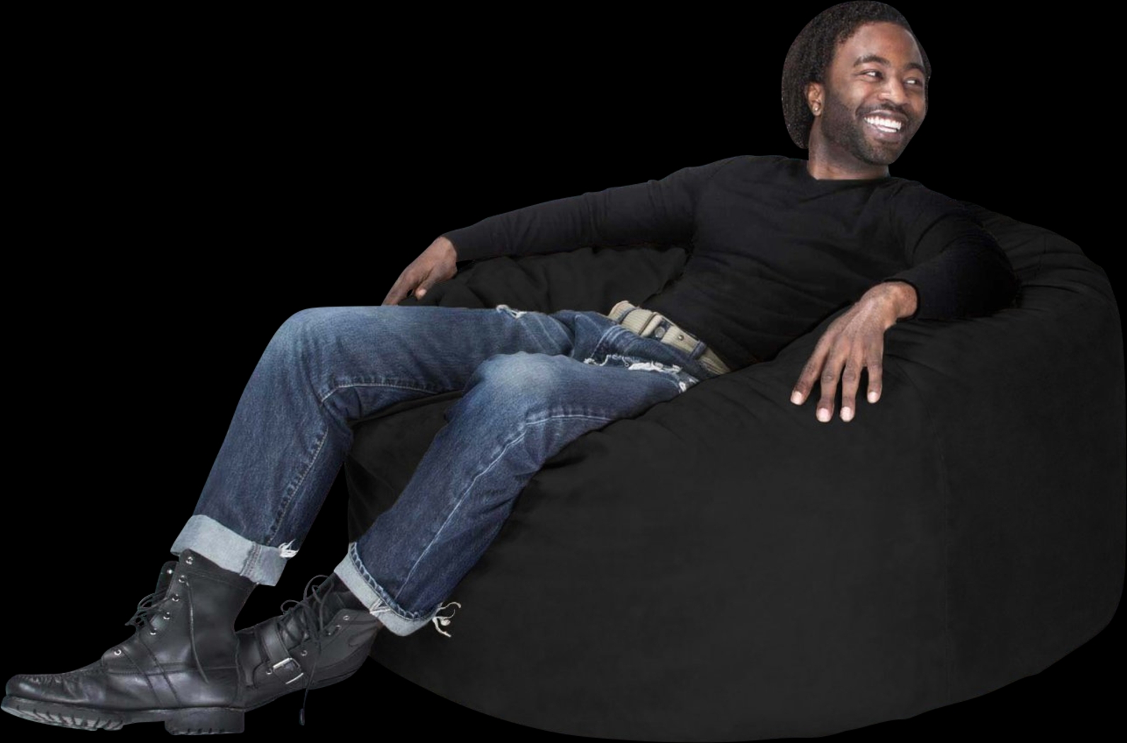 Kids Marshmellow Black Bean Bag Chair - Thumbnail - Image 7