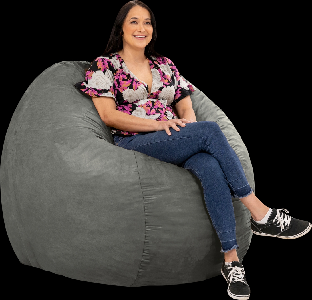 Kids Marshmellow Gray Large Bean Bag Chair - Thumbnail - Image 4