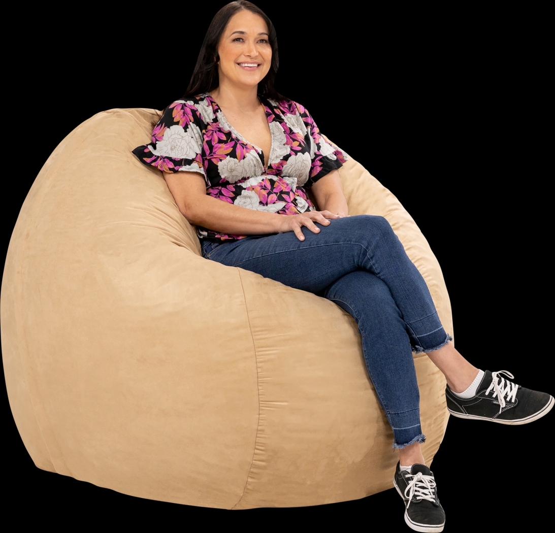 Kids Marshmellow Tan Large Bean Bag Chair - Thumbnail - Image 4