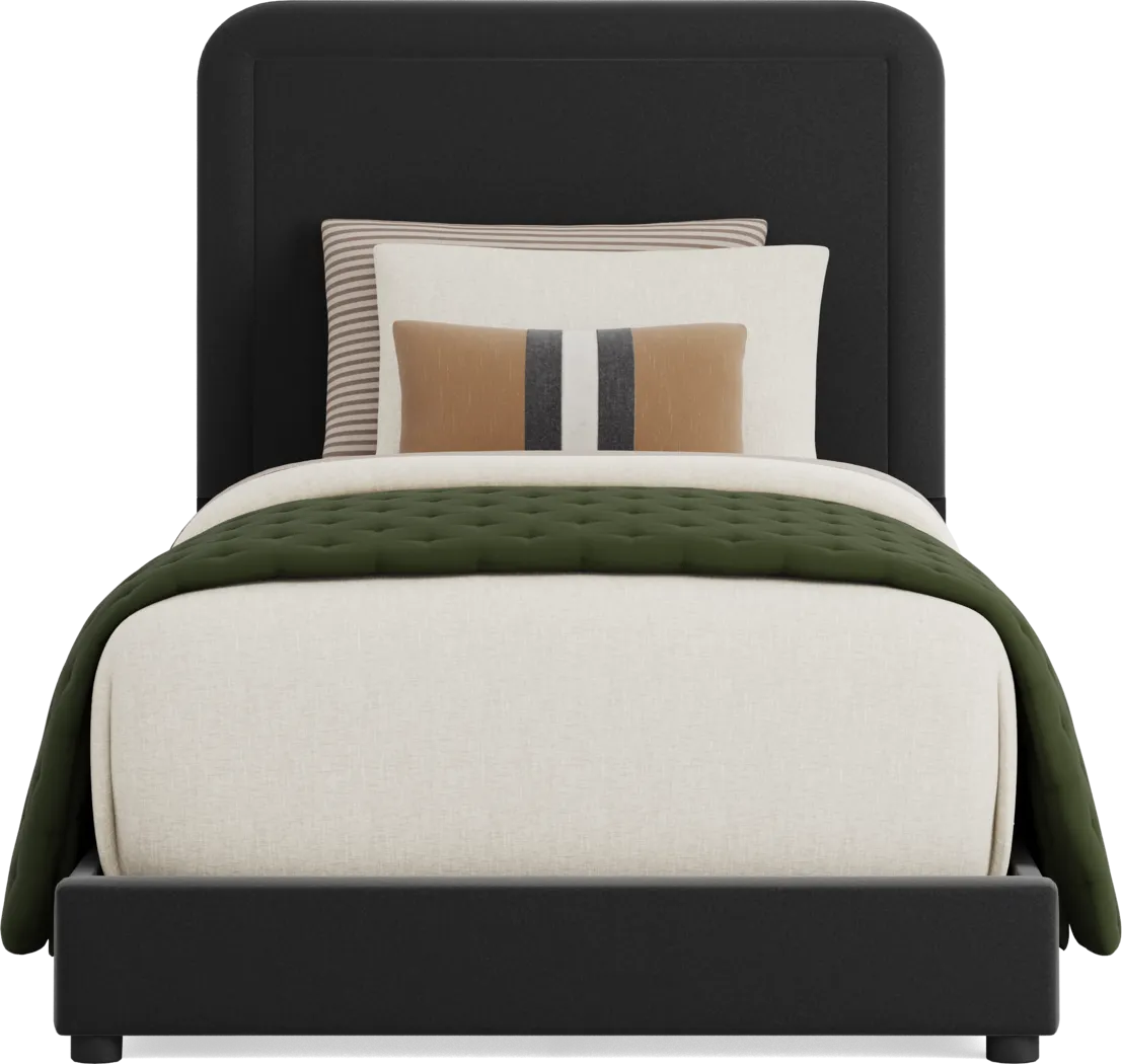 Kids Mason Black Twin Upholstered Bed - Image 2