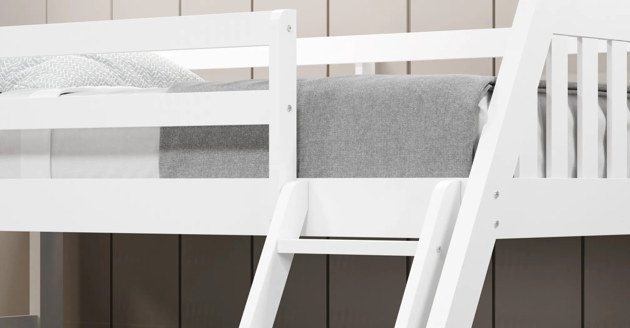 Kids Matej I White Twin/Full Bunk Bed - Thumbnail - Image 4