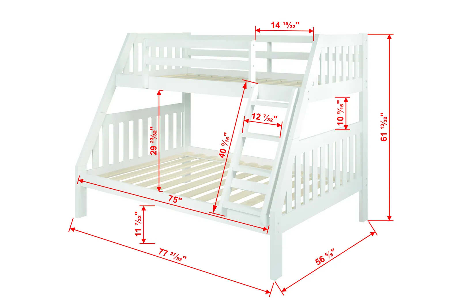 Kids Matej I White Twin/Full Bunk Bed - Thumbnail - Image 5