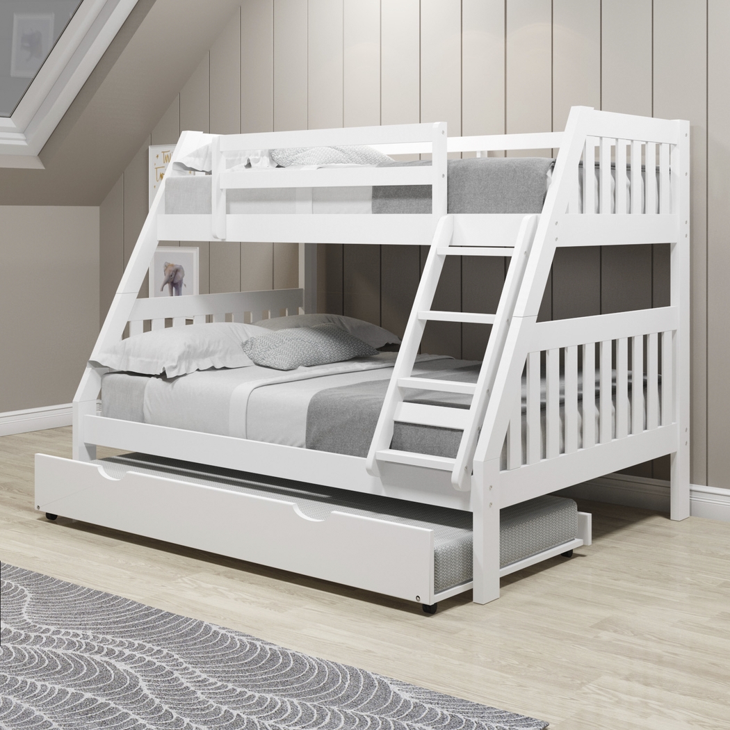 Kids Matej II White Twin/Full Bunk Bed with Trundle - Thumbnail - Image 2