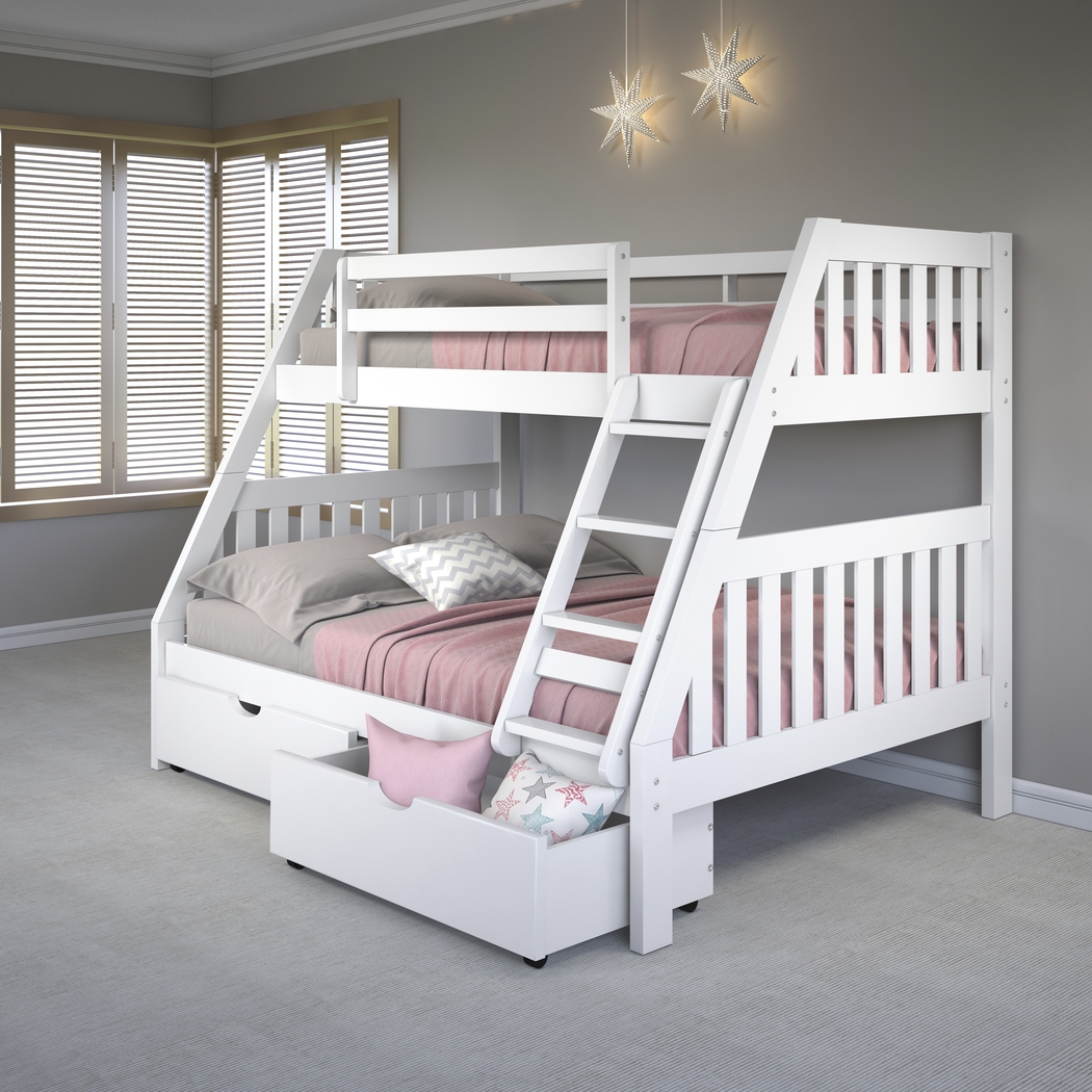 Kids Matej III White Twin/Full Bunk Bed with Drawers - Thumbnail - Image 2