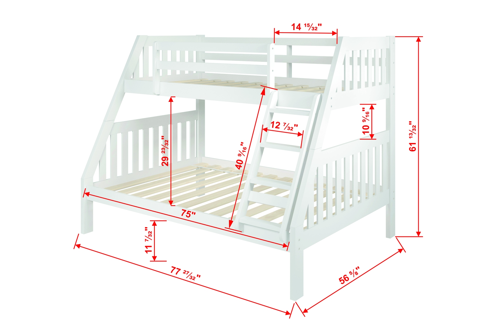 Kids Matej III White Twin/Full Bunk Bed with Drawers - Thumbnail - Image 5