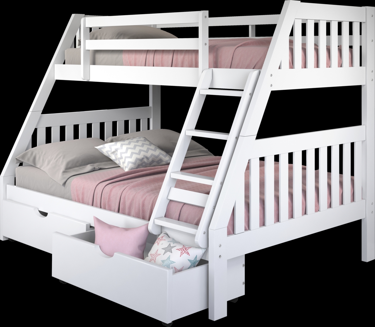 Kids Matej III White Twin/Full Bunk Bed with Drawers - Thumbnail - Image 1