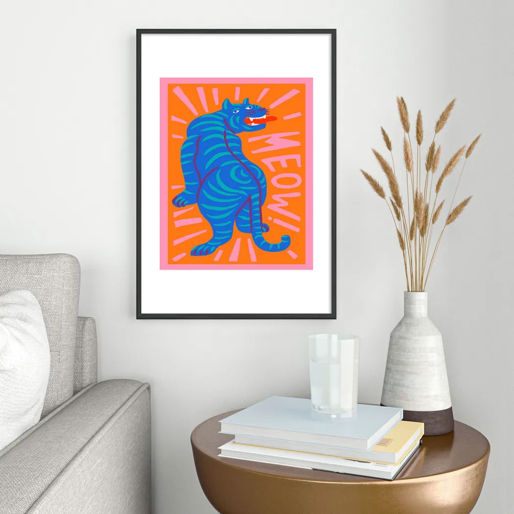 Kids Meow I Orange Metal Framed Print - Thumbnail - Image 2
