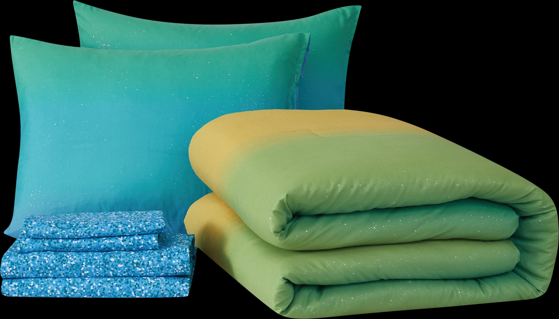 Kids Mermaid Glitter Purple 5 Pc Twin Comforter Set - Thumbnail - Image 2