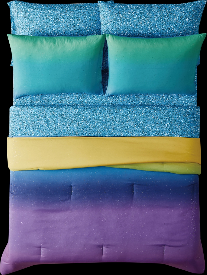 Kids Mermaid Glitter Purple 5 Pc Twin Comforter Set - Thumbnail - Image 1