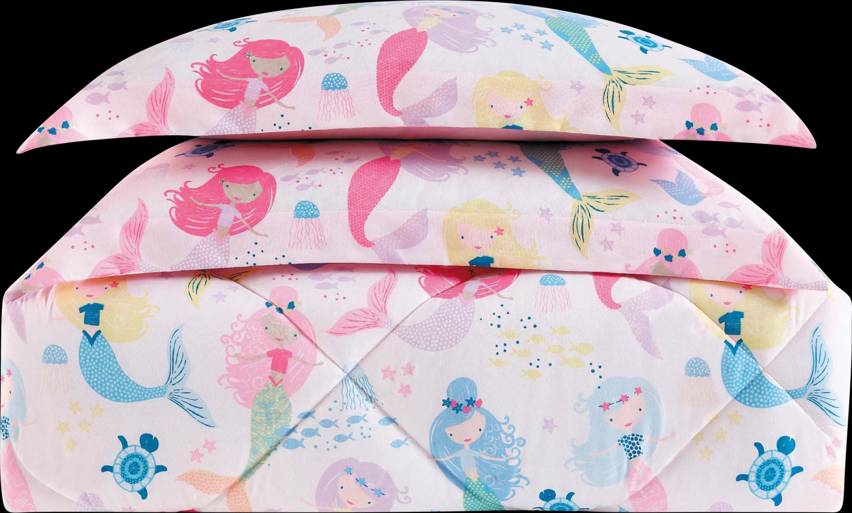 Kids Mermaid Song White 3 Pc Full/Queen Comforter Set - Thumbnail - Image 2