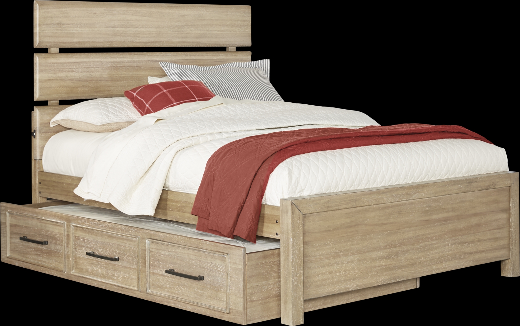 Kids Midcity Loft Sandstone 4 Pc Full Slat Bed with Twin Storage Trundle - Thumbnail - Image 1