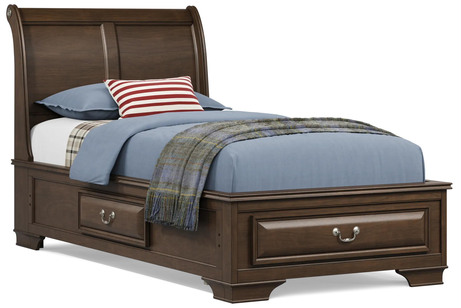 cherry 3 pc twin storage bed