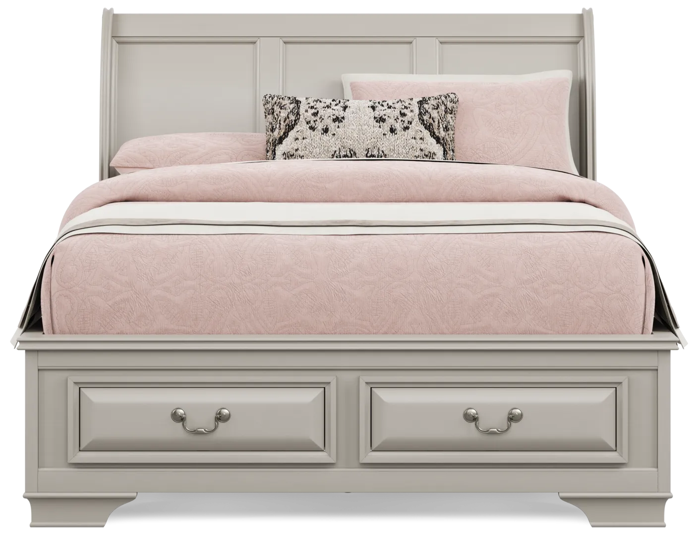 washed white 3 pc full storage bed