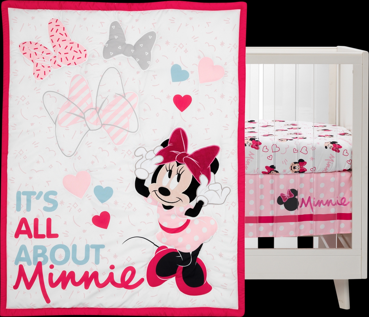 Kids Minnie Mouse Love Pink Baby Bedding Set - Thumbnail - Image 1