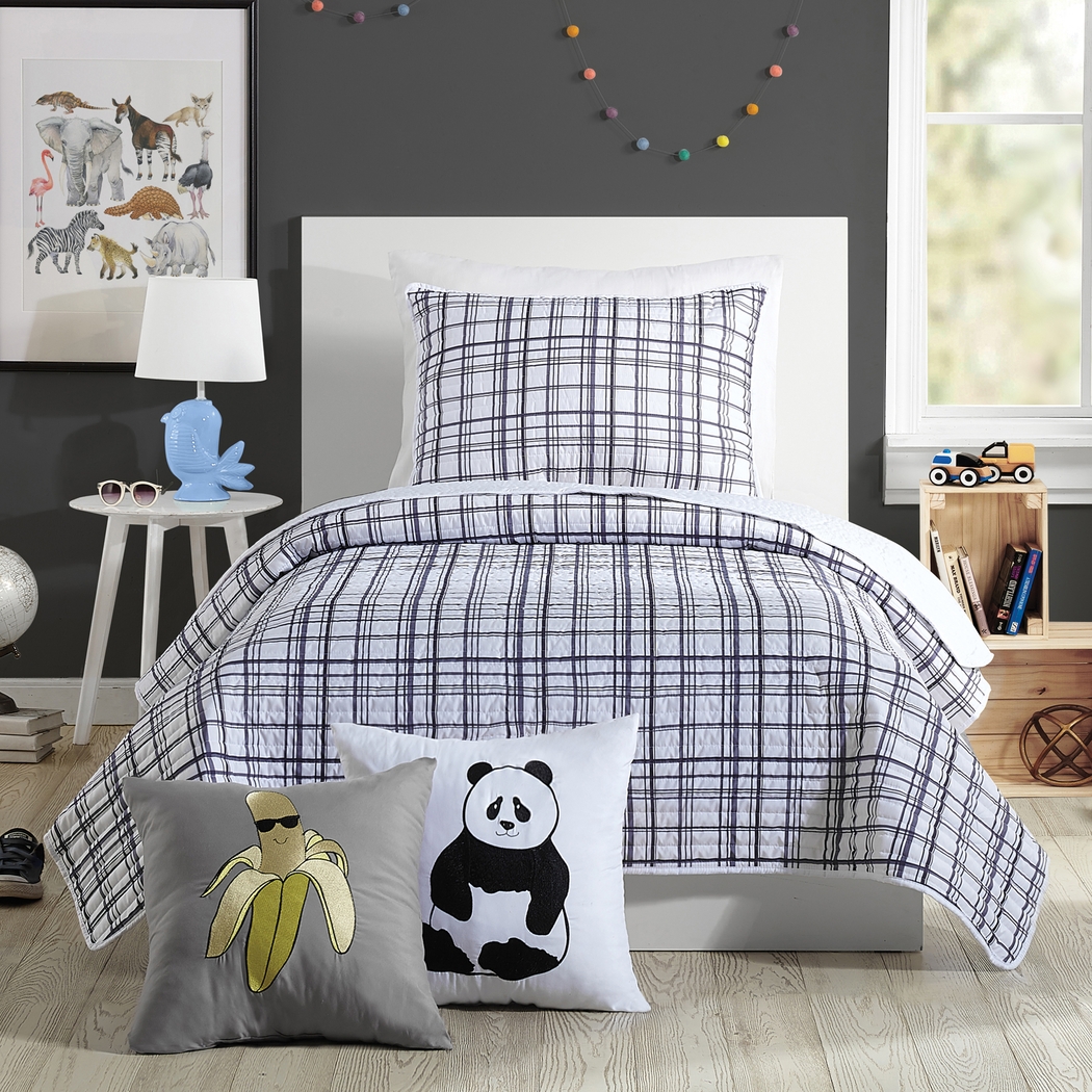 Kids Mintvale Charcoal Twin Quilt - Thumbnail - Image 1