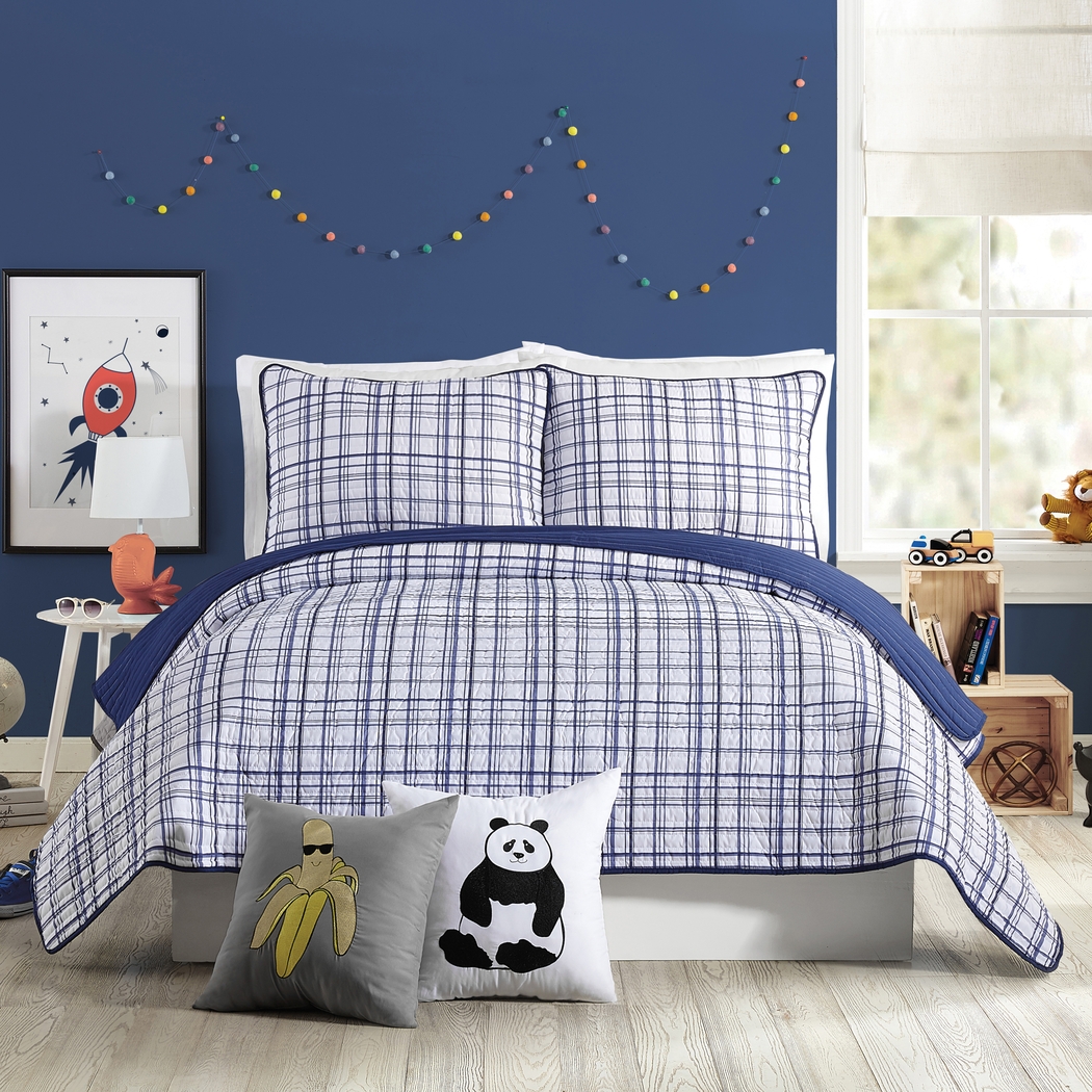 Kids Mintvale Navy Full/Queen Quilt - Thumbnail - Image 1