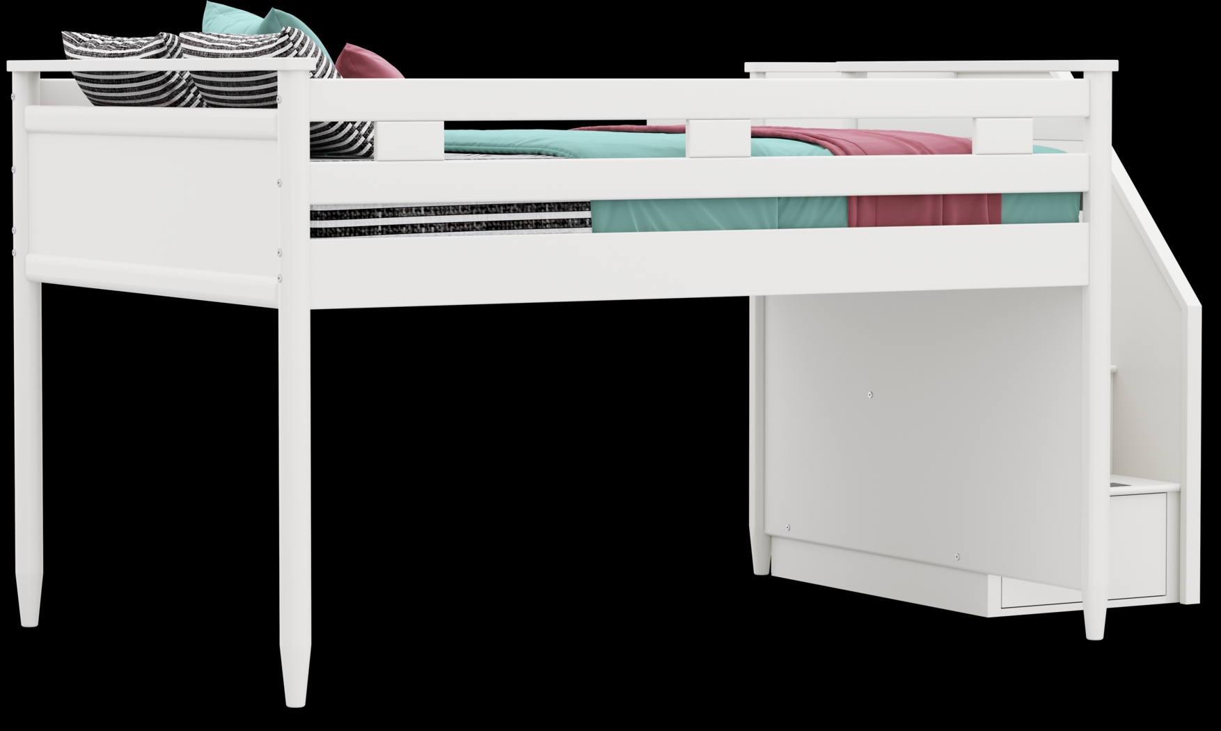 Kids Modern Colors White Full Step Loft - Thumbnail - Image 1