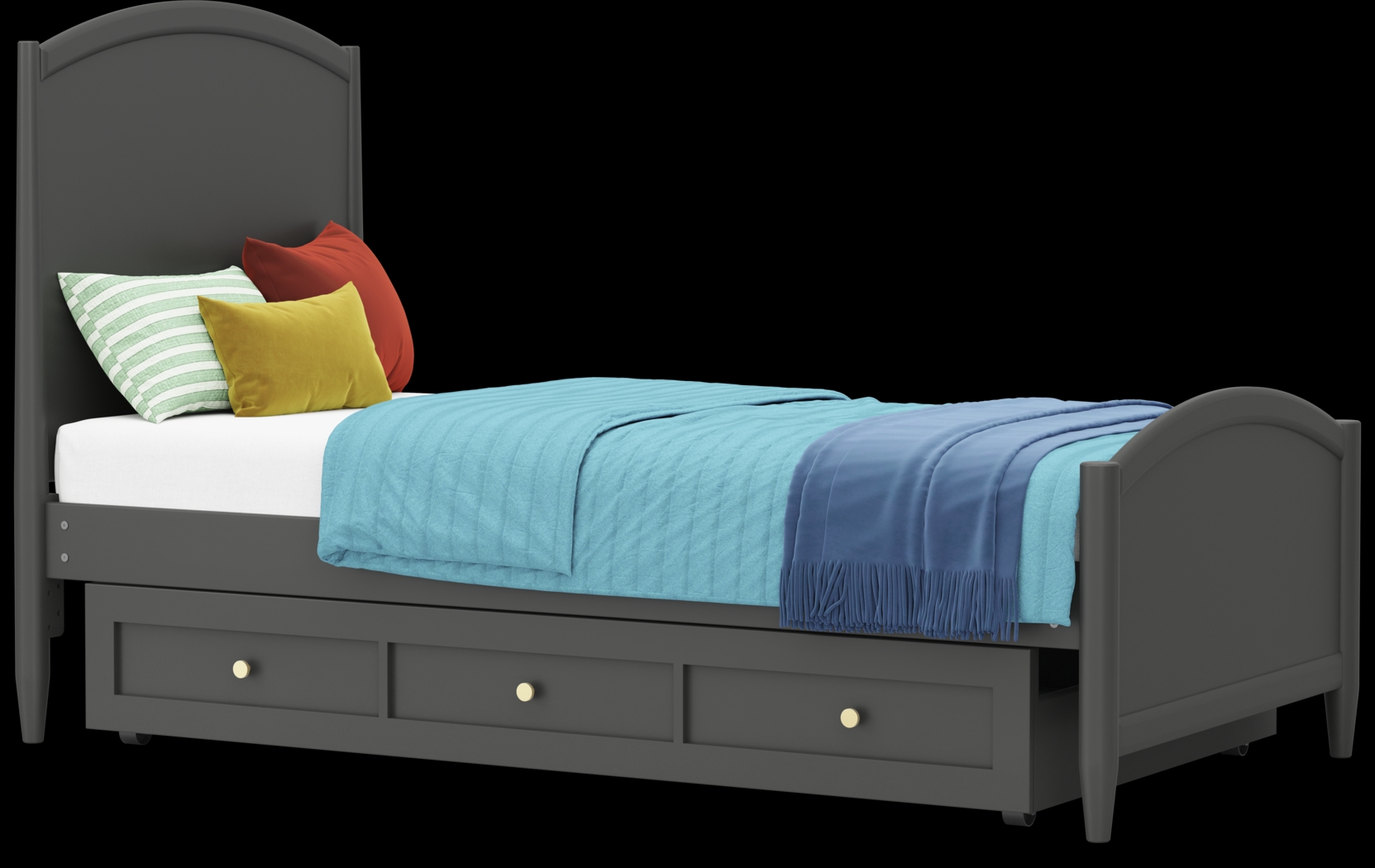 Kids Modern Colors Iron Ore Twin XL Panel Bed - Thumbnail - Image 4