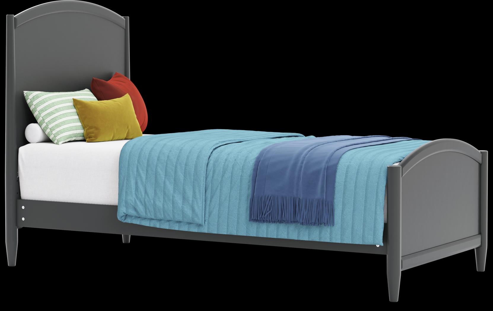 Kids Modern Colors Iron Ore Twin XL Panel Bed - Thumbnail - Image 1