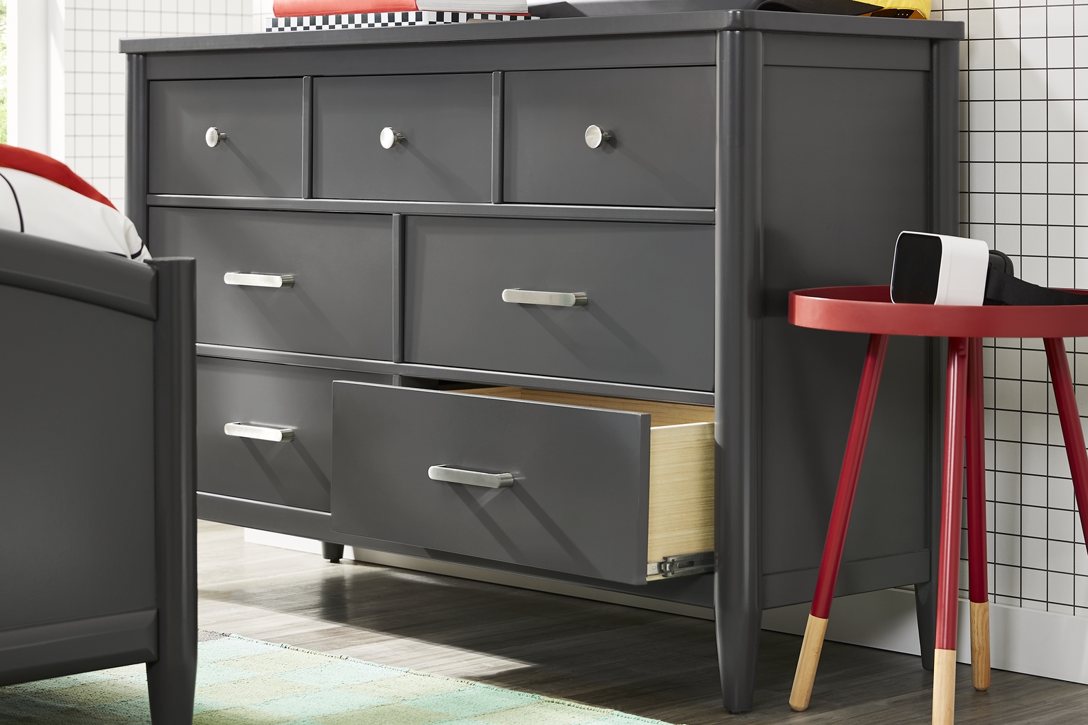 Kids Modern Colors Iron Ore Bedroom with Recharged Gray Full Bed - Thumbnail - Image 6