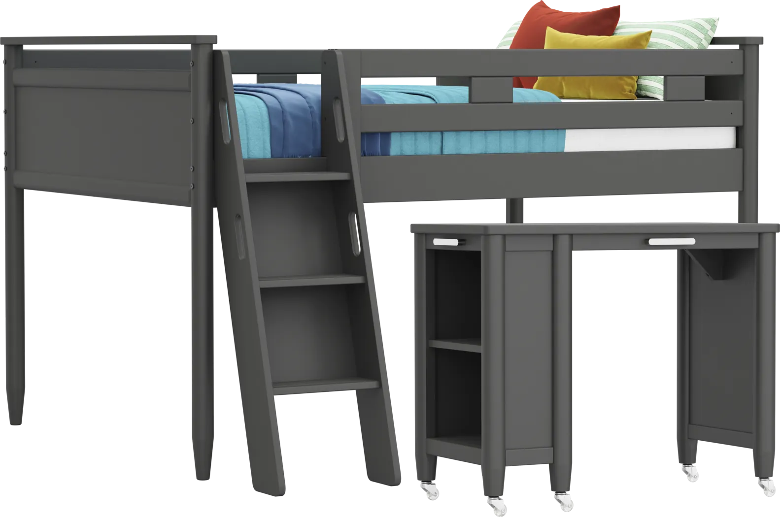 Kids Modern Colors Iron Ore Full Loft with Desk - Thumbnail - Image 1
