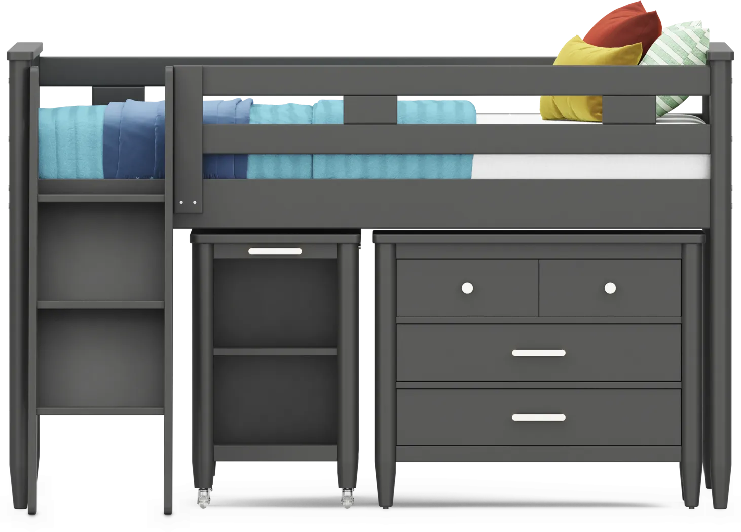 Kids Modern Colors Iron Ore Full Loft with Loft Chest and Desk - Thumbnail - Image 3