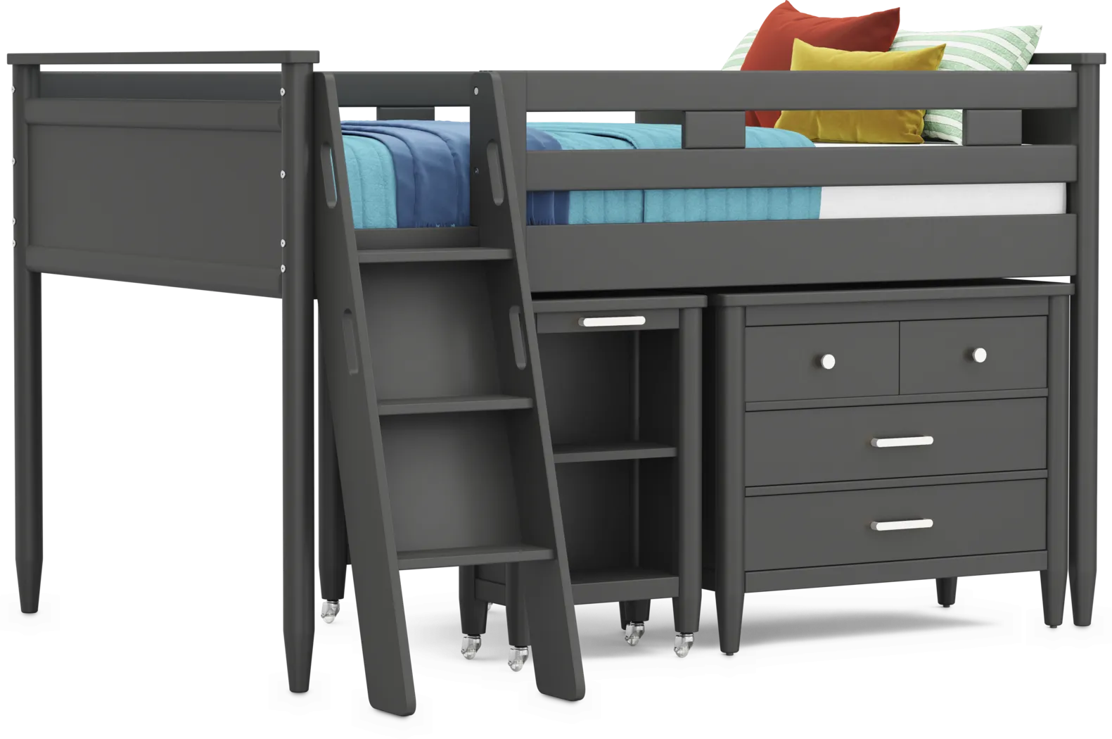 Kids Modern Colors Iron Ore Full Loft with Loft Chest and Desk - Thumbnail - Image 1