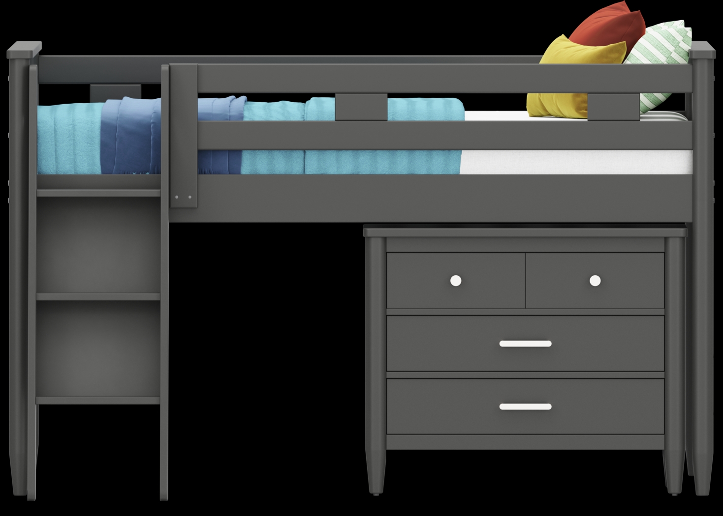 Kids Modern Colors Iron Ore Full Loft with Loft Chest - Thumbnail - Image 3