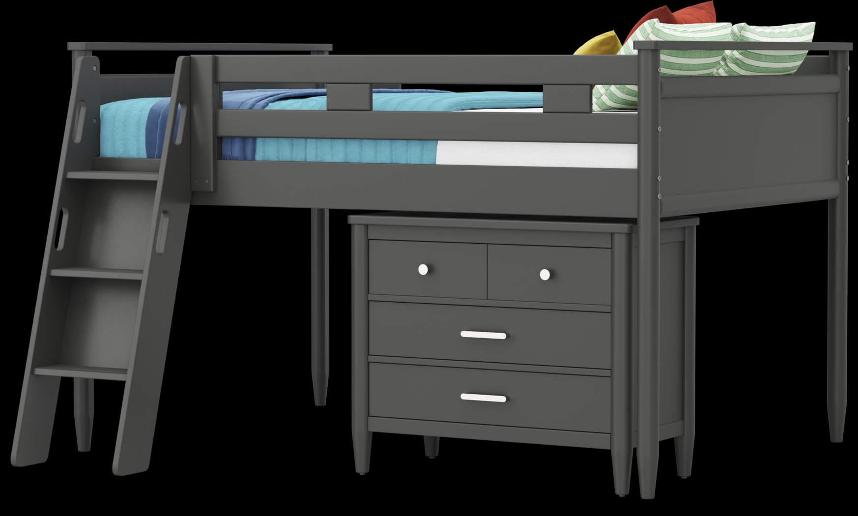 Kids Modern Colors Iron Ore Full Loft with Loft Chest - Thumbnail - Image 4