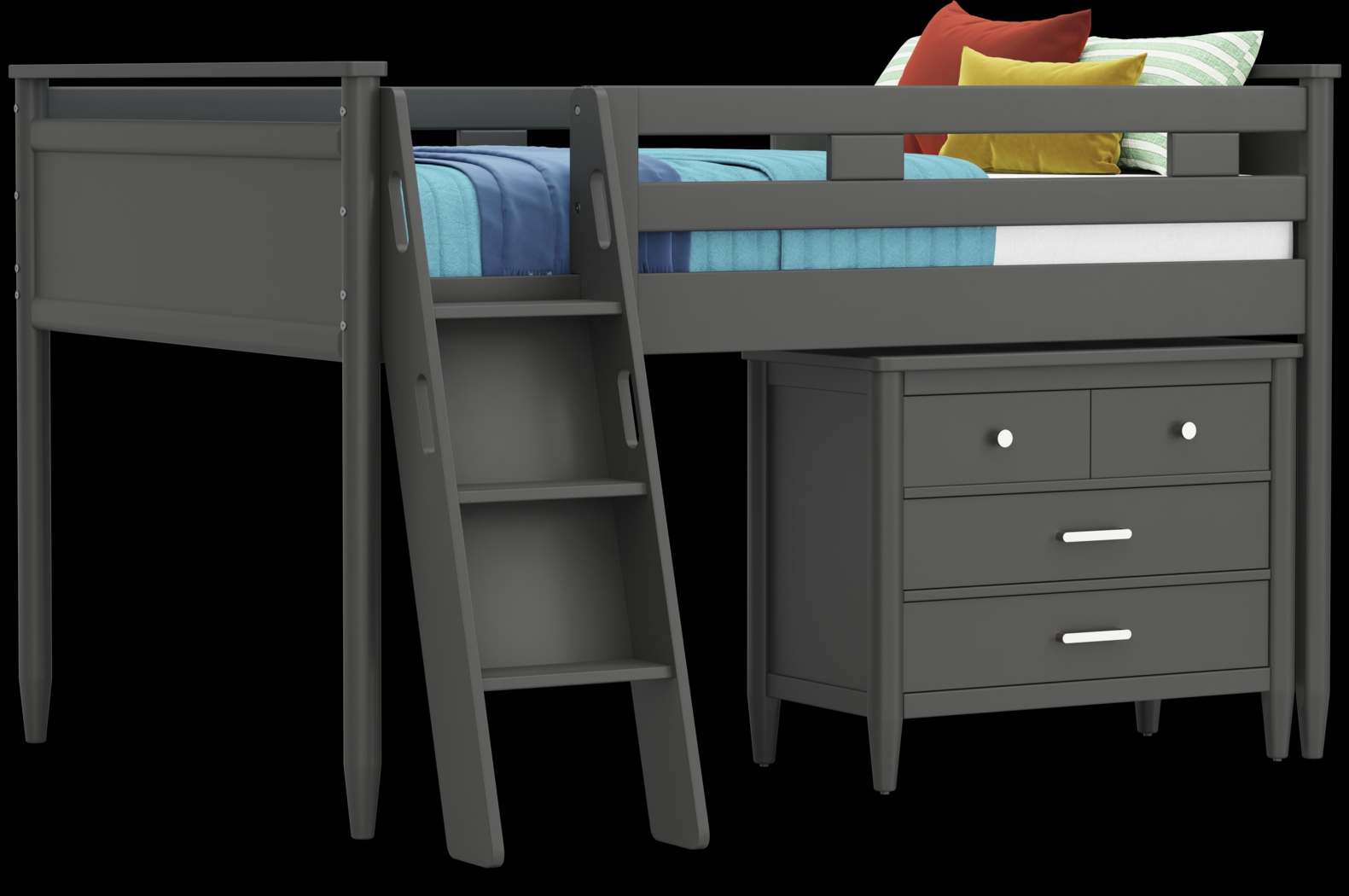 Kids Modern Colors Iron Ore Full Loft with Loft Chest - Thumbnail - Image 1