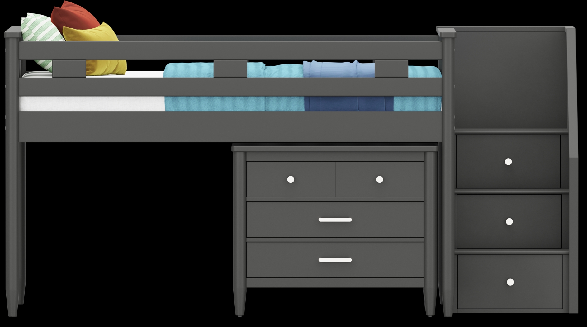 Kids Modern Colors Iron Ore Full Step Loft with Loft Chest - Thumbnail - Image 3