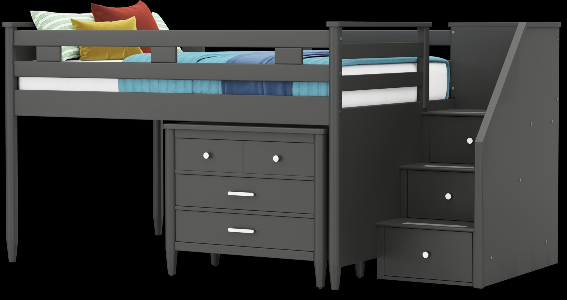 Kids Modern Colors Iron Ore Full Step Loft with Loft Chest - Thumbnail - Image 4