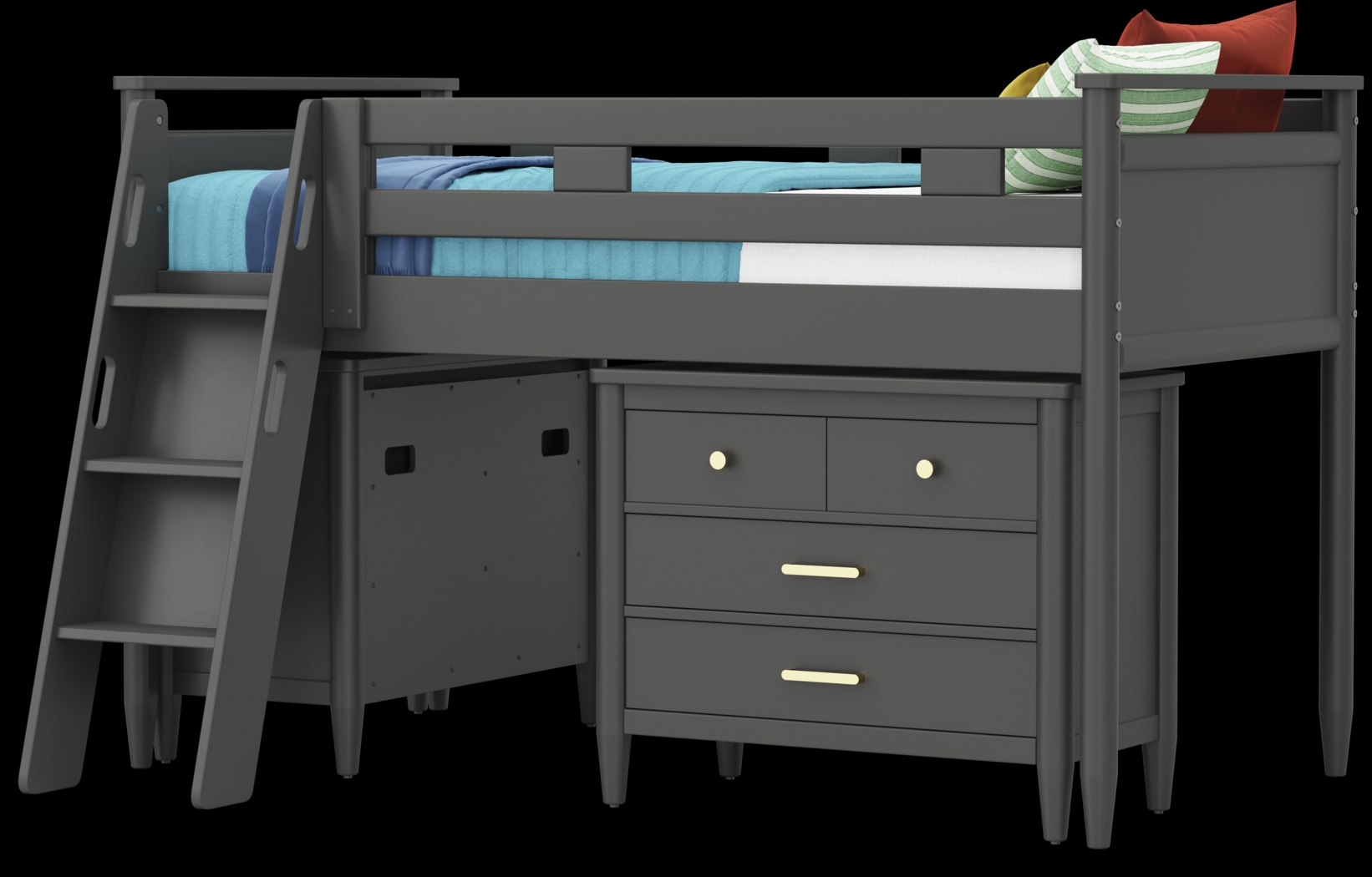 Kids Modern Colors Iron Ore Twin Loft with Loft Chest - Thumbnail - Image 3