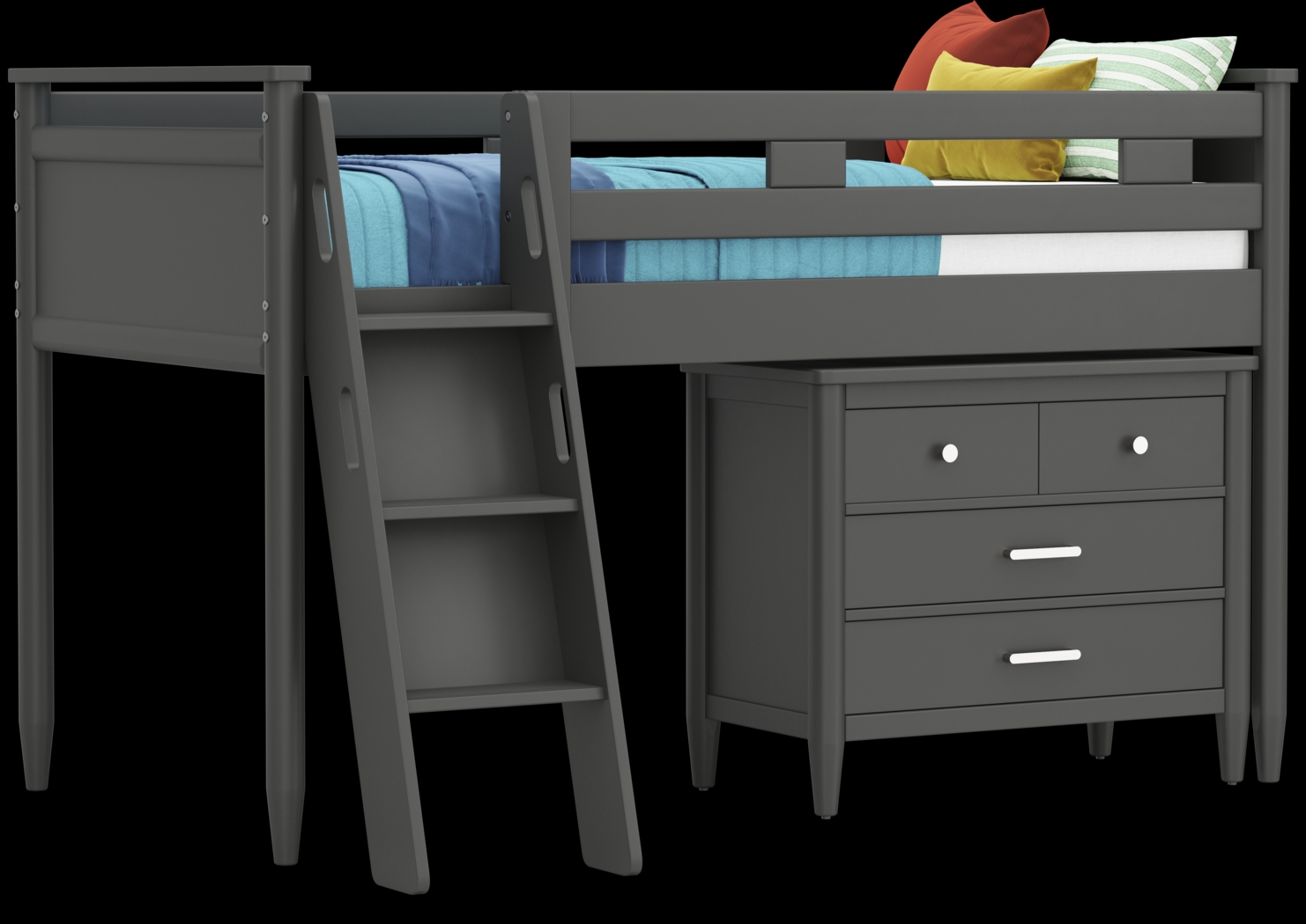 Kids Modern Colors Iron Ore Twin Loft with Loft Chest - Thumbnail - Image 1