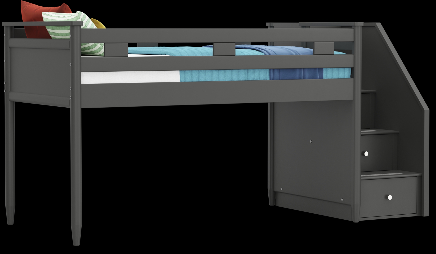 Kids Modern Colors Iron Ore Twin Step Loft - Thumbnail - Image 1