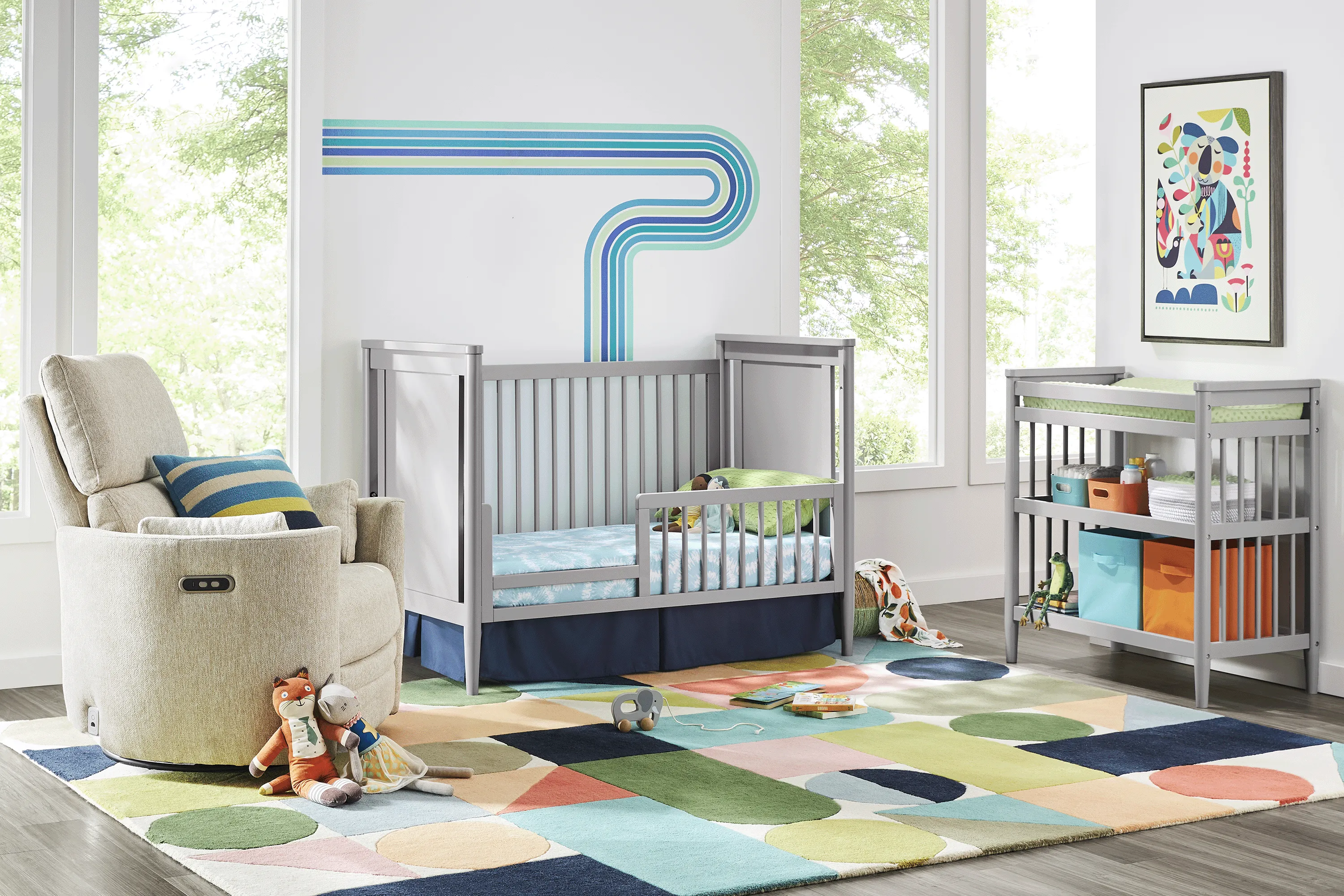 Kids Modern Colors Light Gray 3-in-1 Convertible Crib - Thumbnail - Image 3